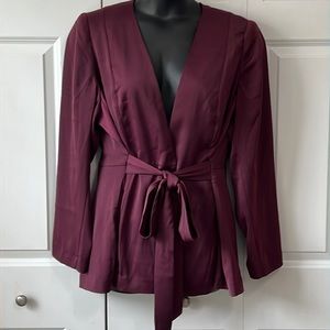 Tie waist blazer in burgundy size 22